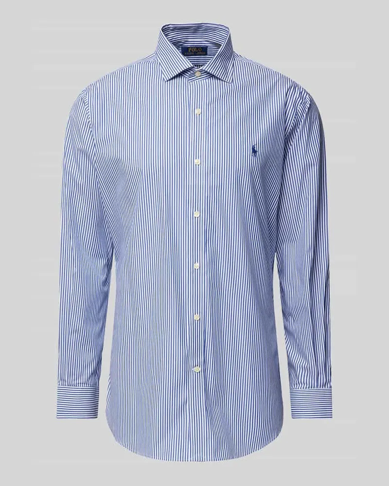Ralph Lauren Custom Fit Business-Hemd mit Logo-Stitching Royal