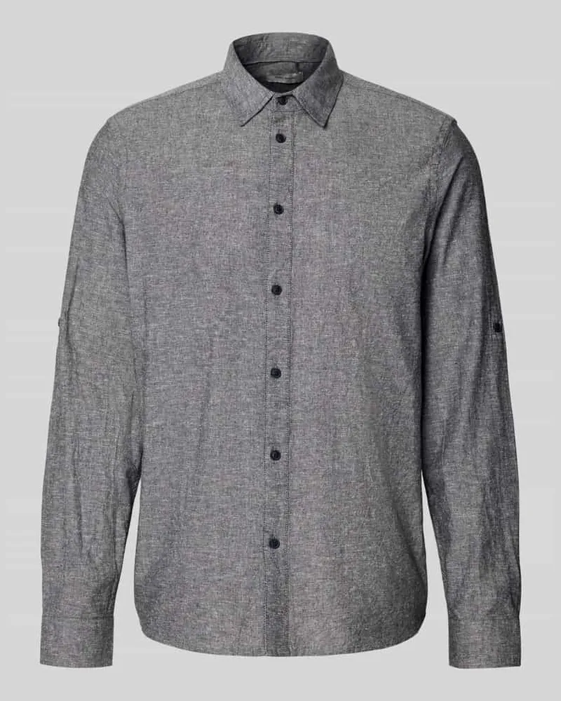 Blend Regular Fit Freizeithemd mit Kentkragen Modell 'ABAN Anthrazit