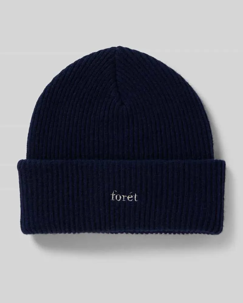 forét Beanie aus Woll-Mix mit Label-Stitching Marine