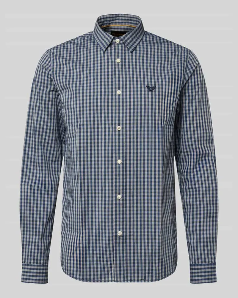 PME Legend Slim Fit Freizeithemd mit Kentkragen und Label-Stitching Marine
