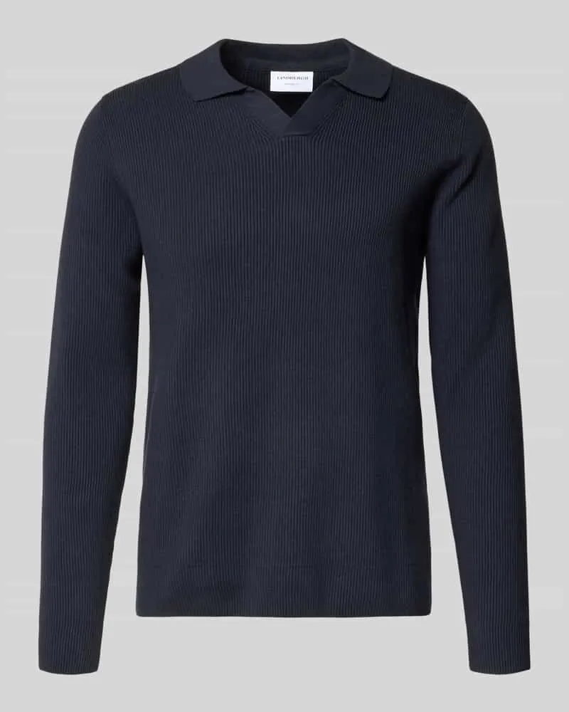 Lindbergh Relaxed Fit Strickpullover in Ripp-Optik Dunkelblau