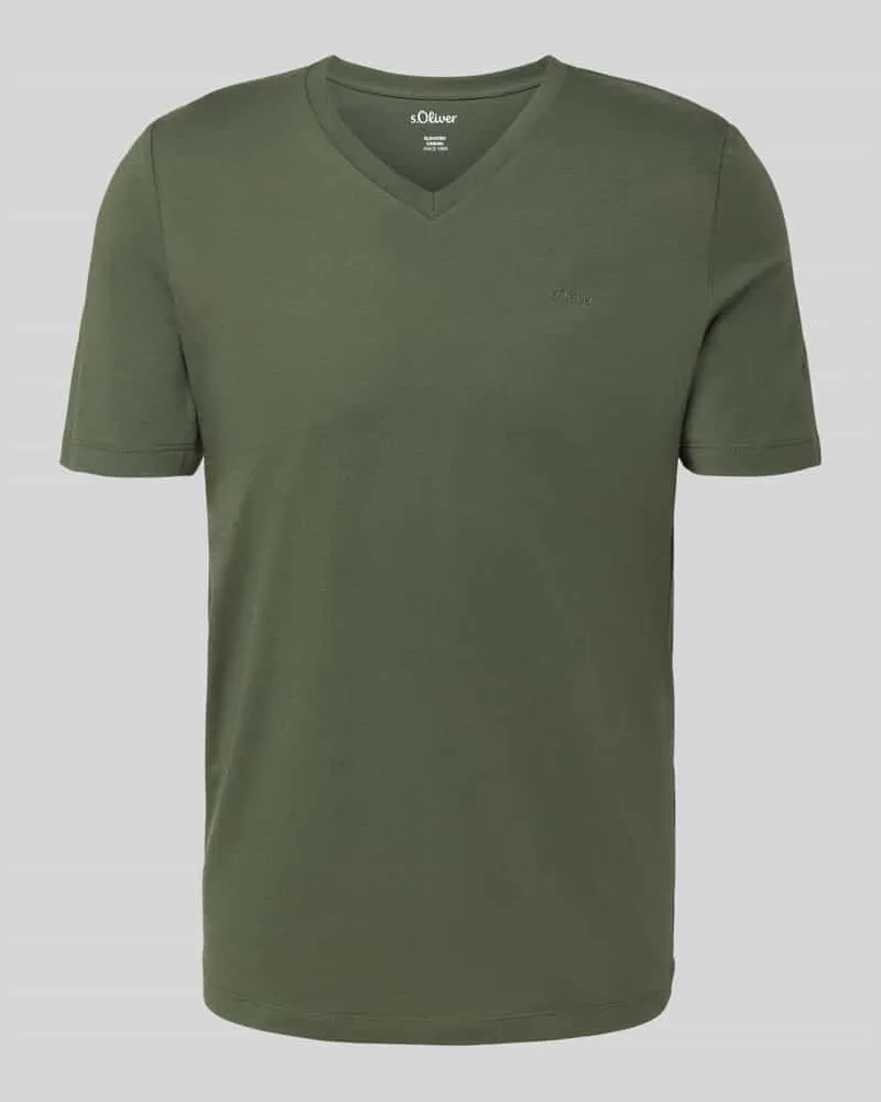 S.Oliver Regular Fit T-Shirt aus reiner Baumwolle Oliv