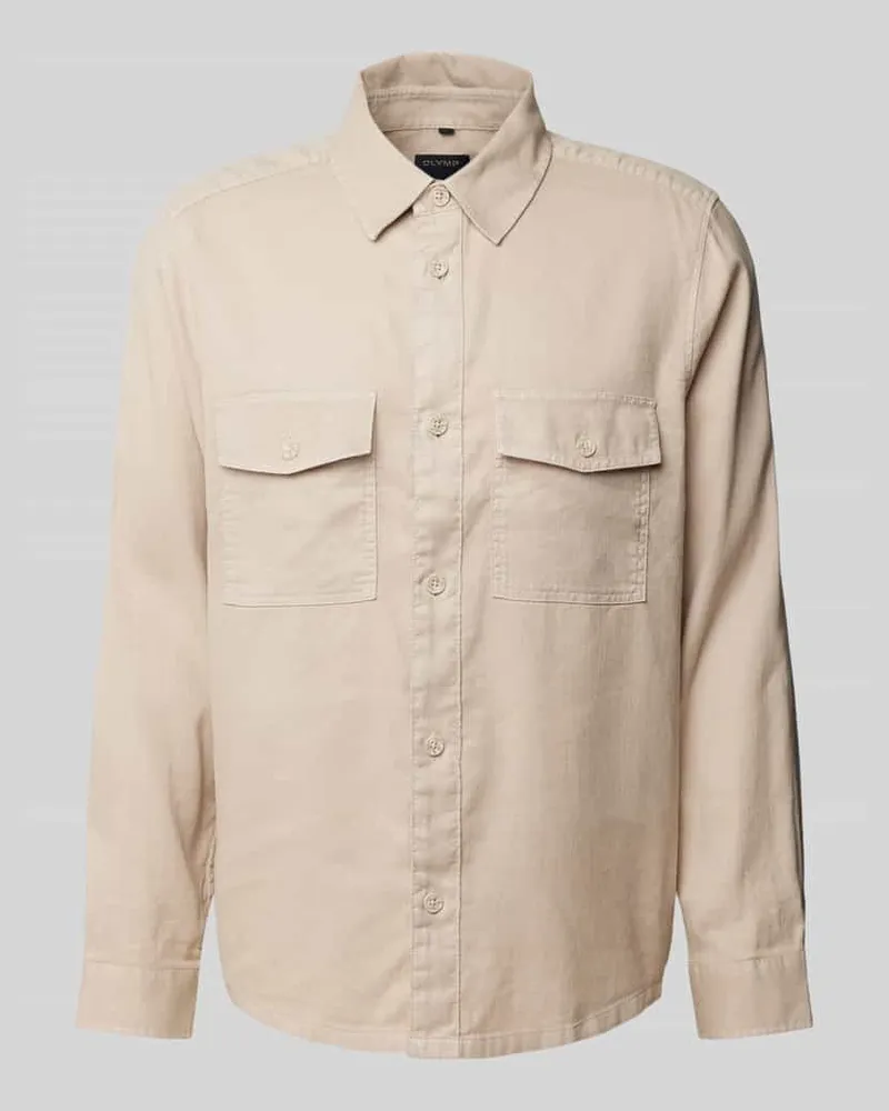 Olymp Casual Fit Hemdjacke aus Leinen-Baumwoll-Mix Sand