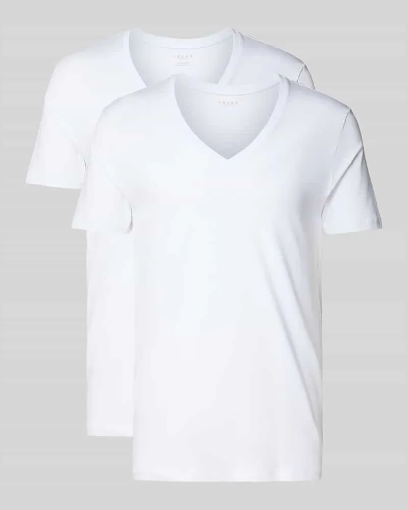 Falke T-Shirt mit V-Ausschnitt Modell 'Daily Comfort Weiss