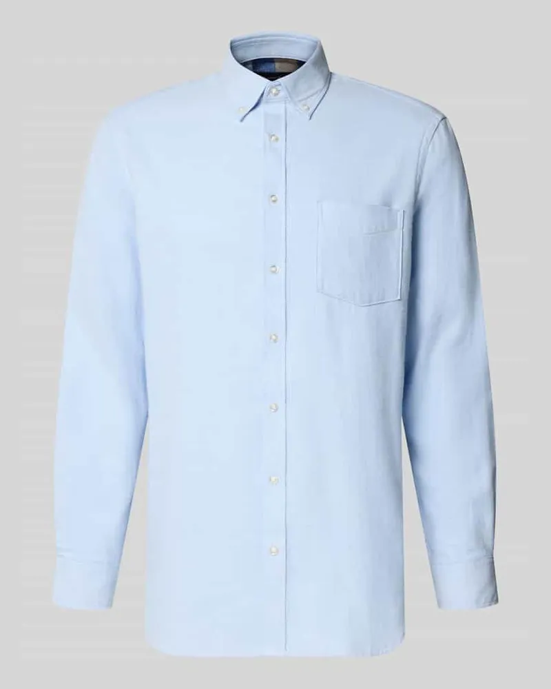 Christian Berg Slim Fit Freizeithemd aus Flanell mit Button-Down-Kragen Bleu
