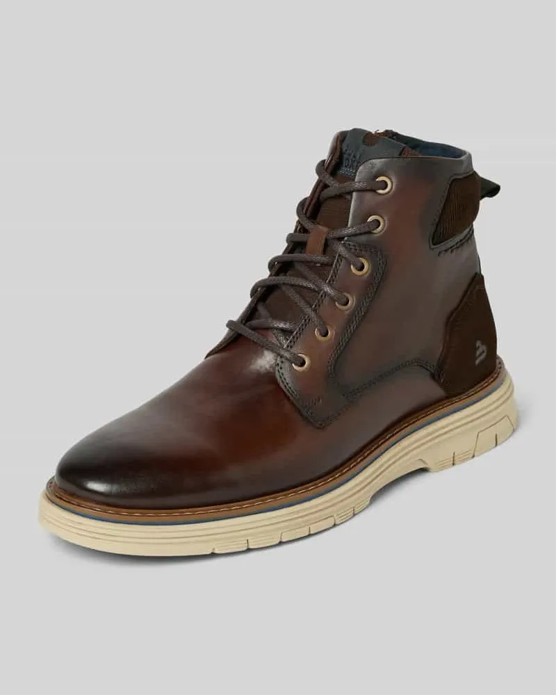 Bullboxer Schnürstiefel mit Label-Details Dunkelbraun