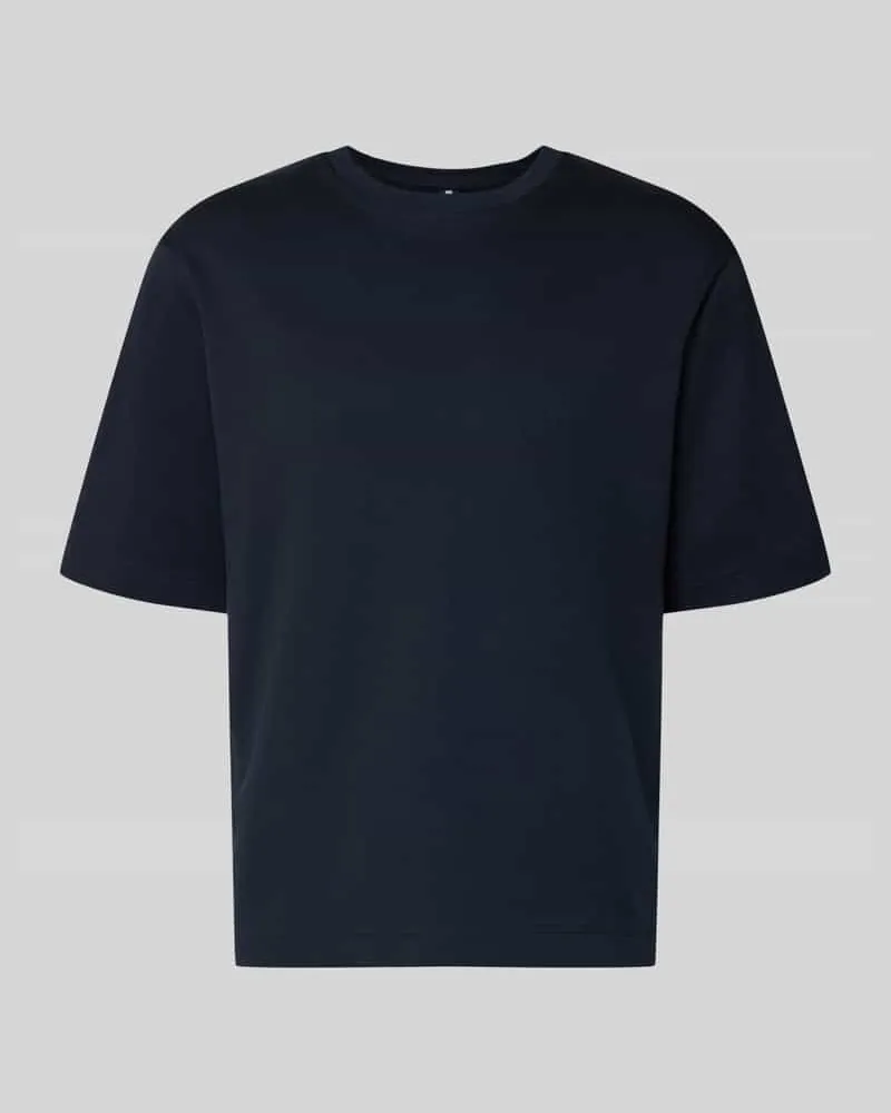 Profuomo T-Shirt mit Logo-Print und Rundhalsausschnitt Marine