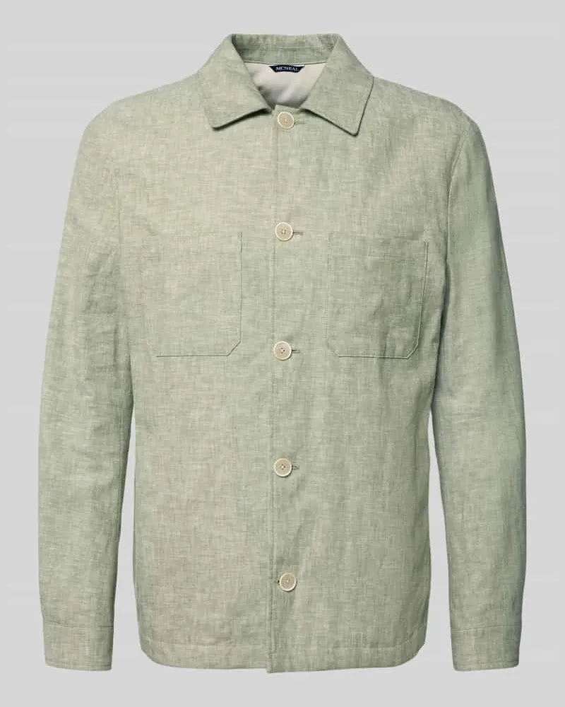 McNeal Relaxed Fit Overshirt aus Leinen-Mix mit Kentkragen Schilf