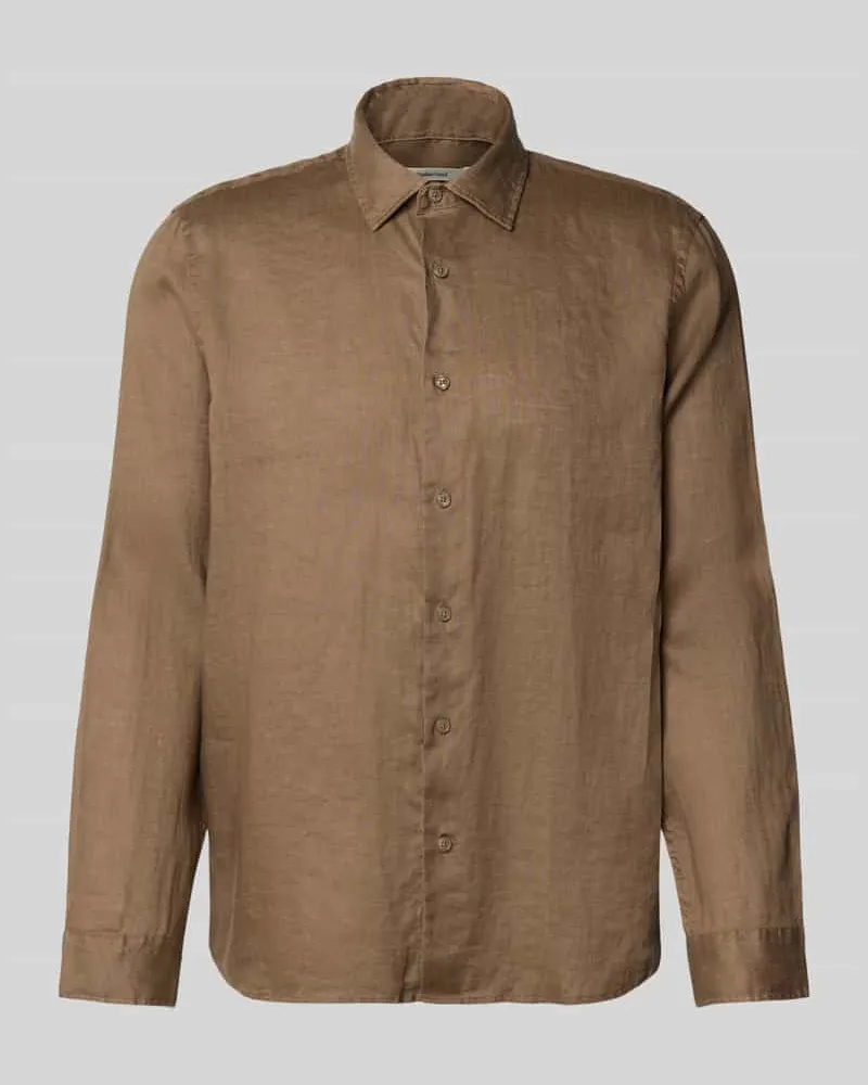 Selected Homme Regular Fit Freizeithemd aus reinem Leinen Modell 'KYLIAN Dunkelbraun