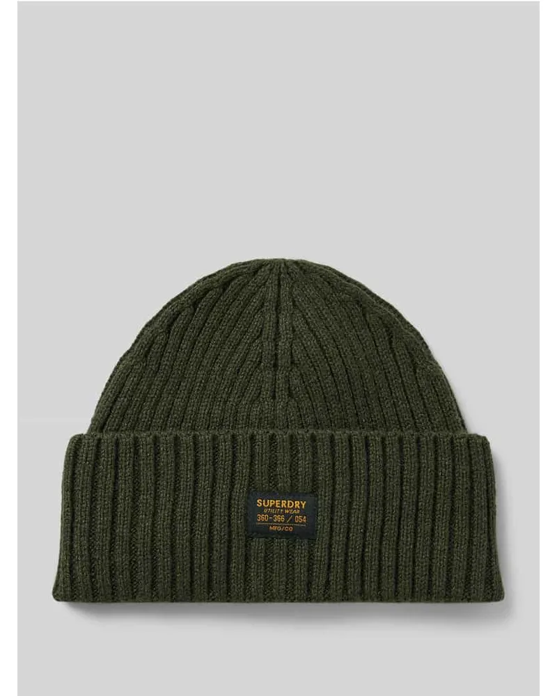 Superdry. Beanieaus Woll-Mix mit Logo-Patch Modell 'WORKWEAR 