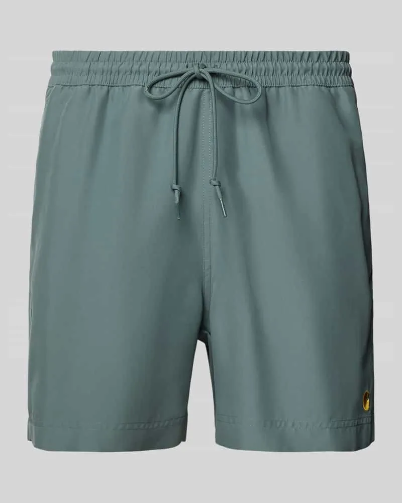 Carhartt WIP Regular Fit Badeshorts mit Logo-Stitching Modell 'Chase Gruen