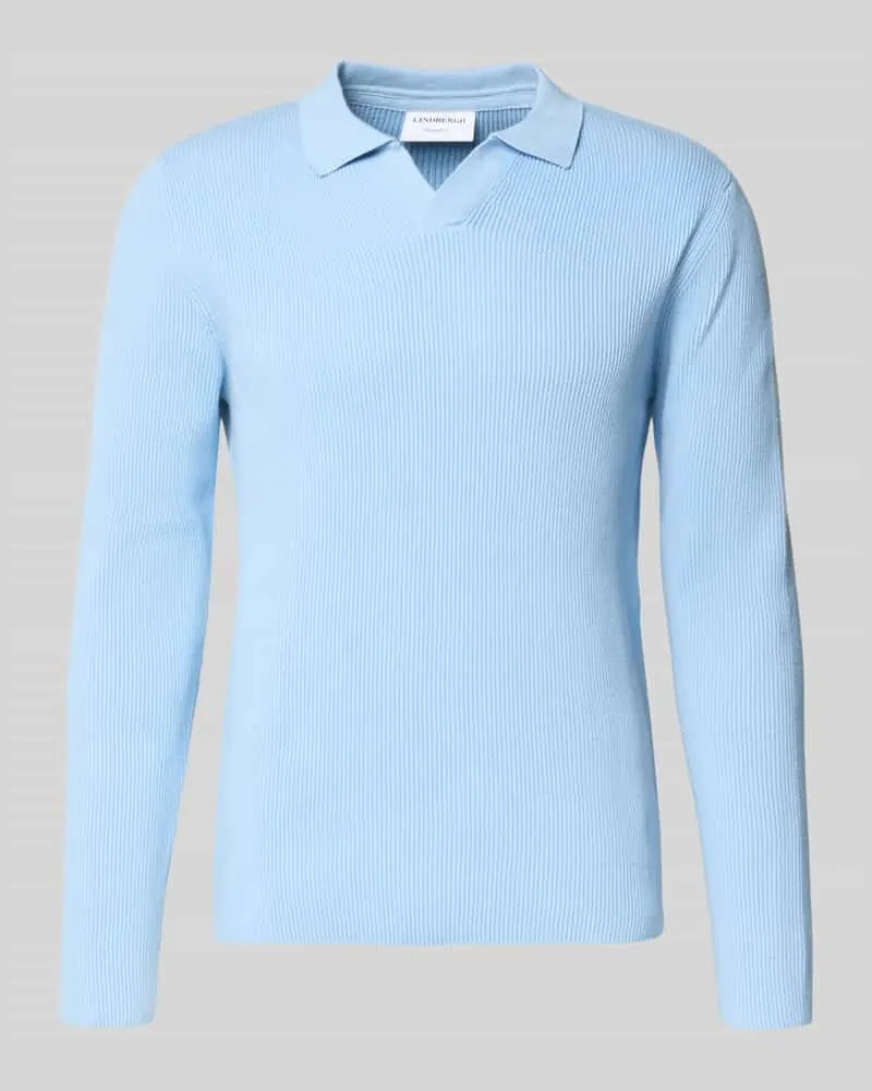 Lindbergh Relaxed Fit Strickpullover in Ripp-Optik Hellblau