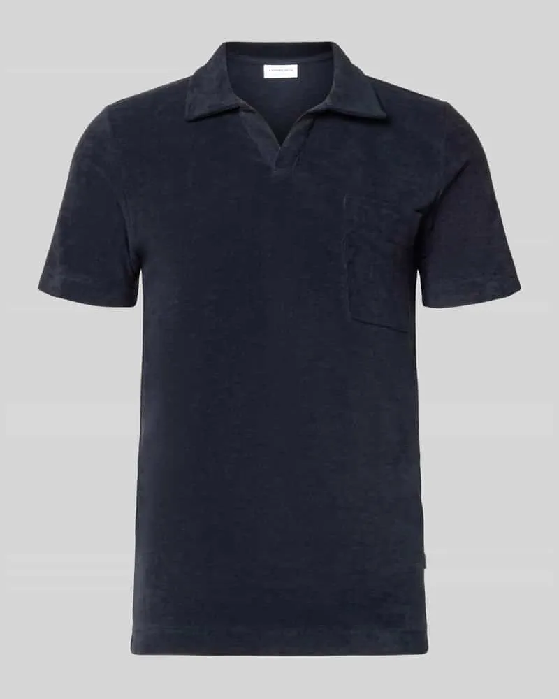 Lindbergh Relaxed Fit Poloshirt mit V-Ausschnitt Dunkelblau