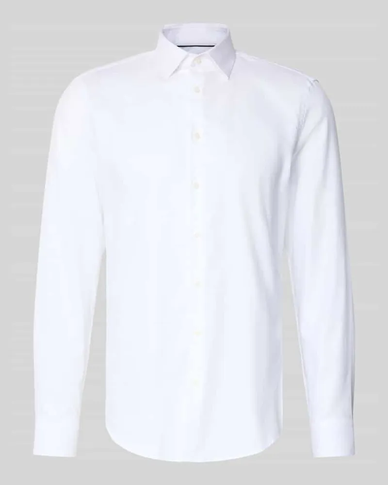 JAKE*S Slim Fit Business-Hemd mit Knopfleiste Weiss