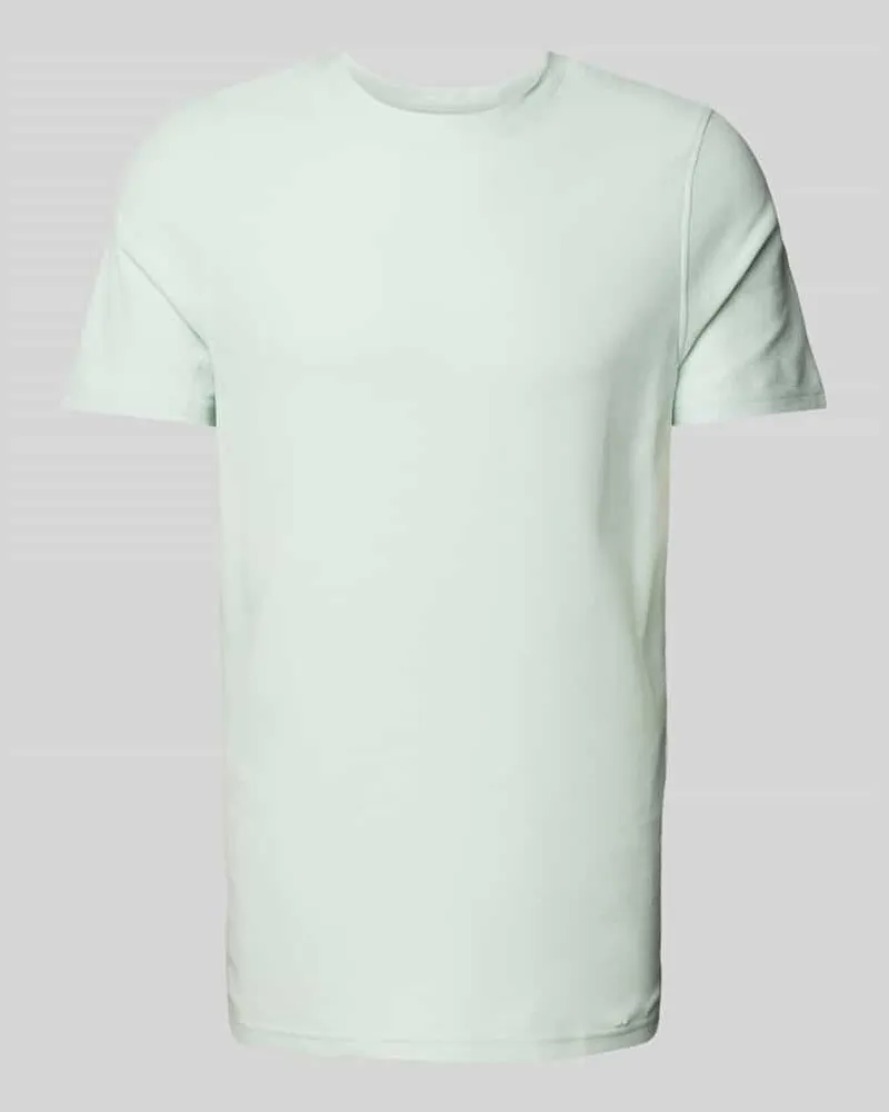 McNeal T-Shirt mit geripptem Rundhalsausschnitt Helltuerkis