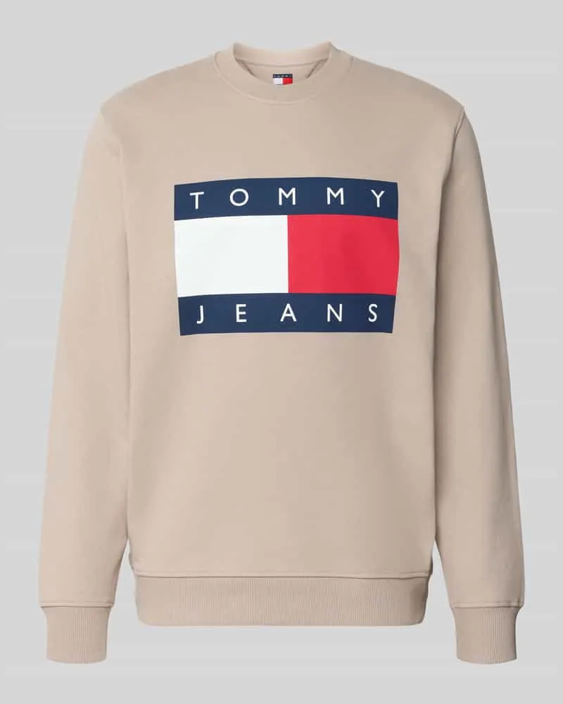 Tommy Hilfiger Regular Fit Sweatshirt aus reiner Baumwolle Beige