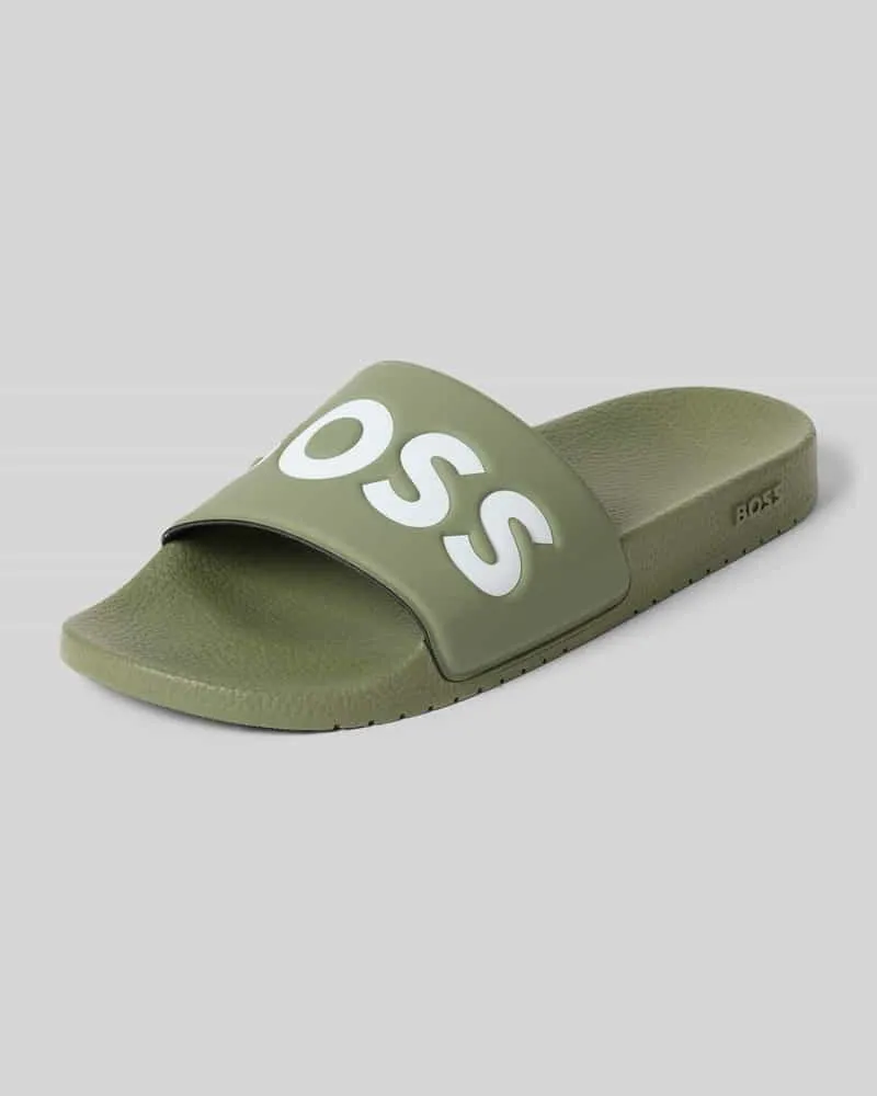 HUGO BOSS Badeschuhe mit Logo Print Oliv