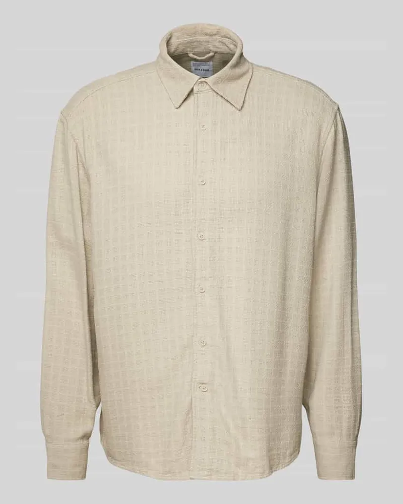 Only & Sons Regular Fit Freizeithemd aus Viskose-Mix mit Leinen-Anteil Modell 'LATHAM Beige