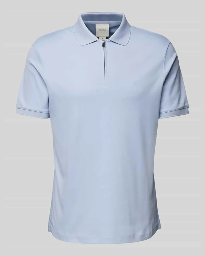 Calvin Klein Slim Fit Poloshirt mit Logo-Stitching Modell 'LIQUID TOUCH Hellblau
