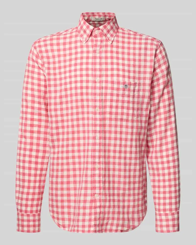 Gant Regular Fit Leinenhemd mit Baumwoll-Anteil Modell 'GINGHAM Rosa