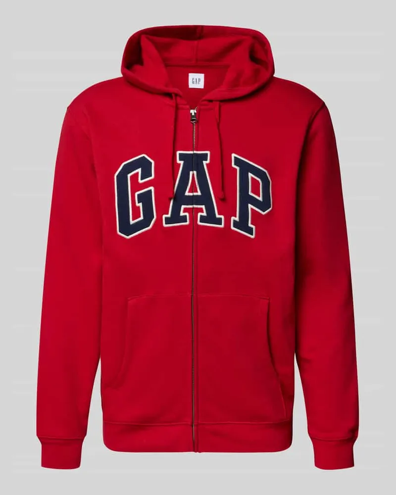 GAP Sweatjacke mit Logo und Känguru-Tasche Rot