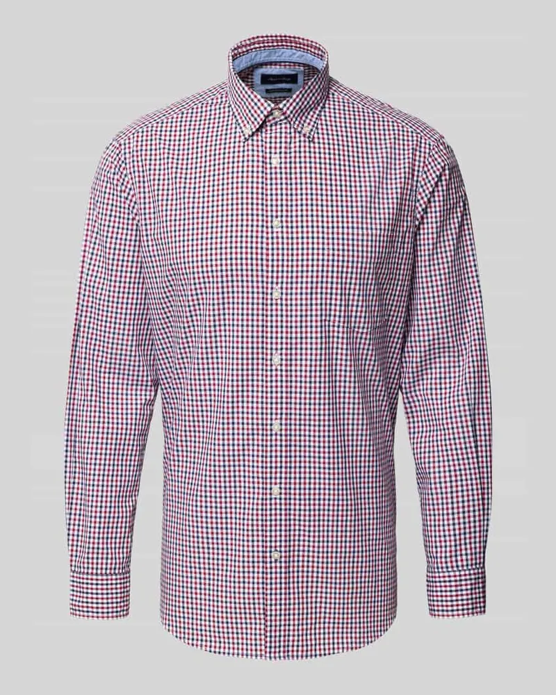 Christian Berg Freizeithemd mit Knopfleiste Dunkelrot