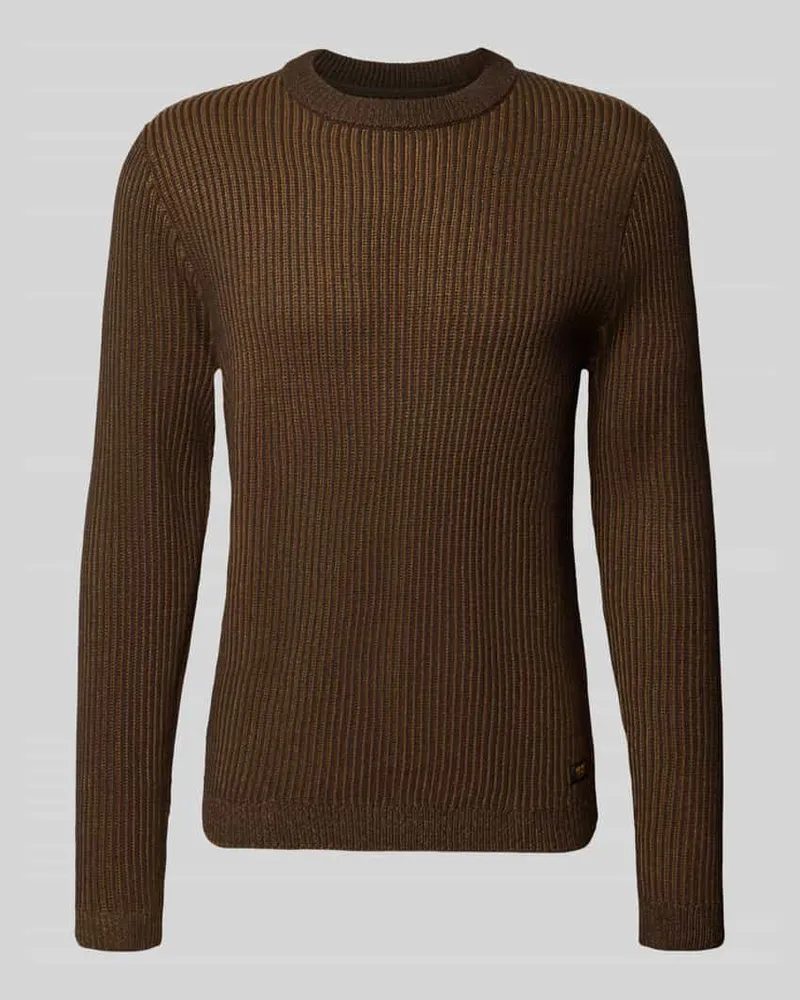 Jack & Jones Slim Fit Strickpullover aus Baumwoll-Mix Modell 'DOVER Mittelbraun