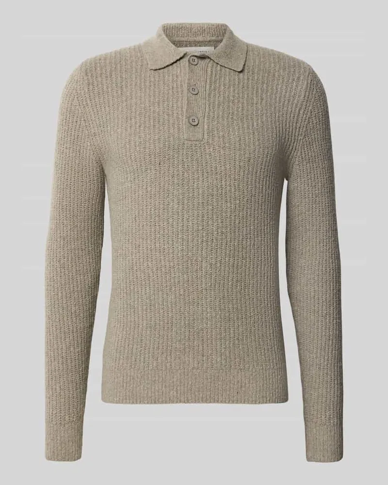 Casual Friday Strickpullover mit Polokragen Modell 'GAHN Hellgrau