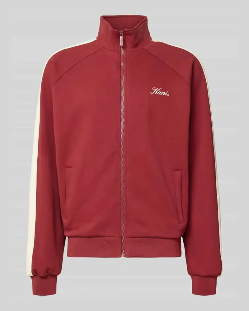 Karl Kani Sweatjacke mit Stehkragen und Eingrifftaschen Dunkelrot