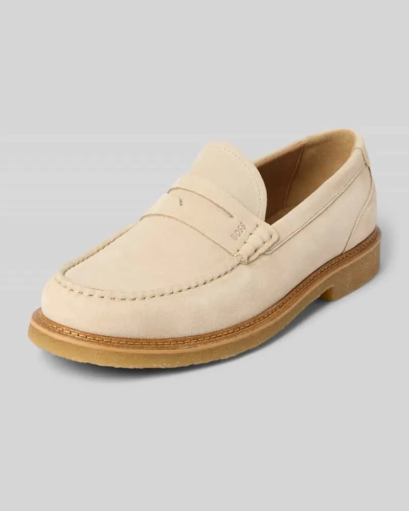 HUGO BOSS Penny-Loafer aus Leder mit Label-Prägung Modell 'Kope Weiss