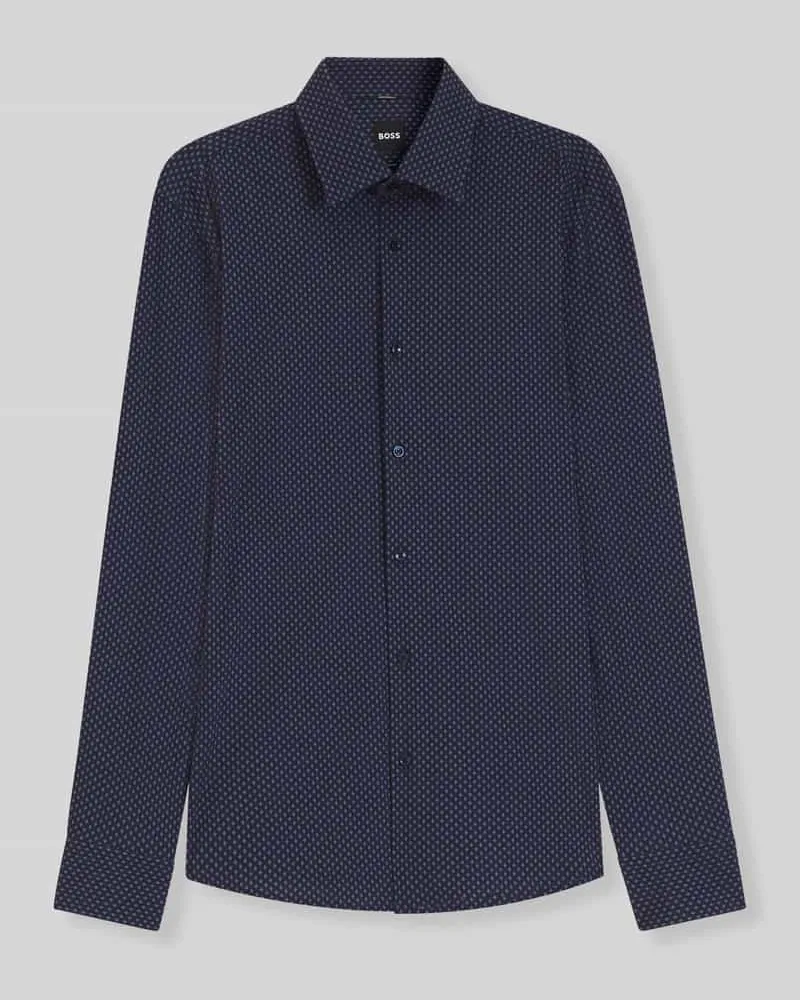 HUGO BOSS Slim Fit Businesshemd mit Allover-Muster Modell 'P-Hank-kent-C1-222 Marine