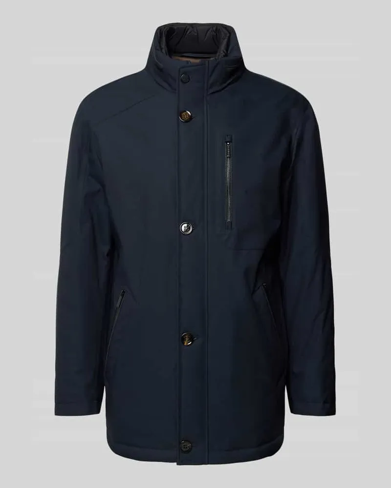 Bugatti Jacke mit Stehkragen und Reißverschlusstaschen Marine