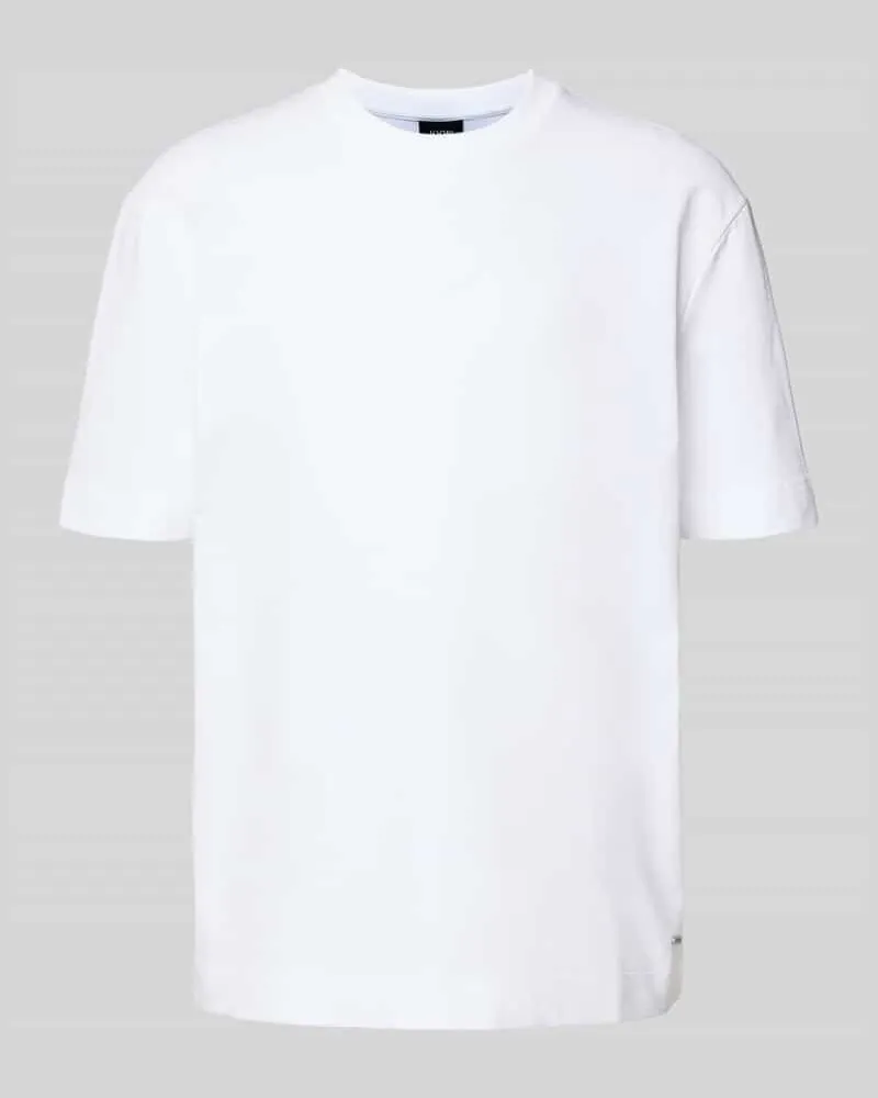 JOOP! T-Shirt mit geripptem Rundhalsausschnitt Modell 'Achilleas Weiss