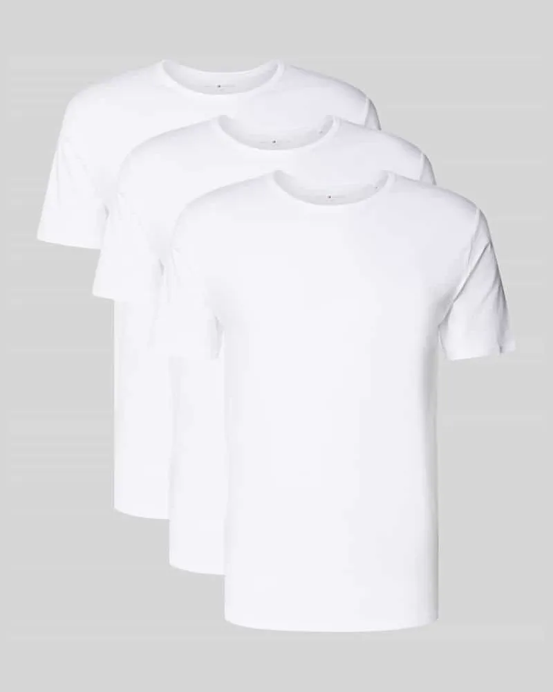Tommy Hilfiger Slim Fit T-Shirt Set aus Baumwoll-Mix im 3er-Pack Weiss