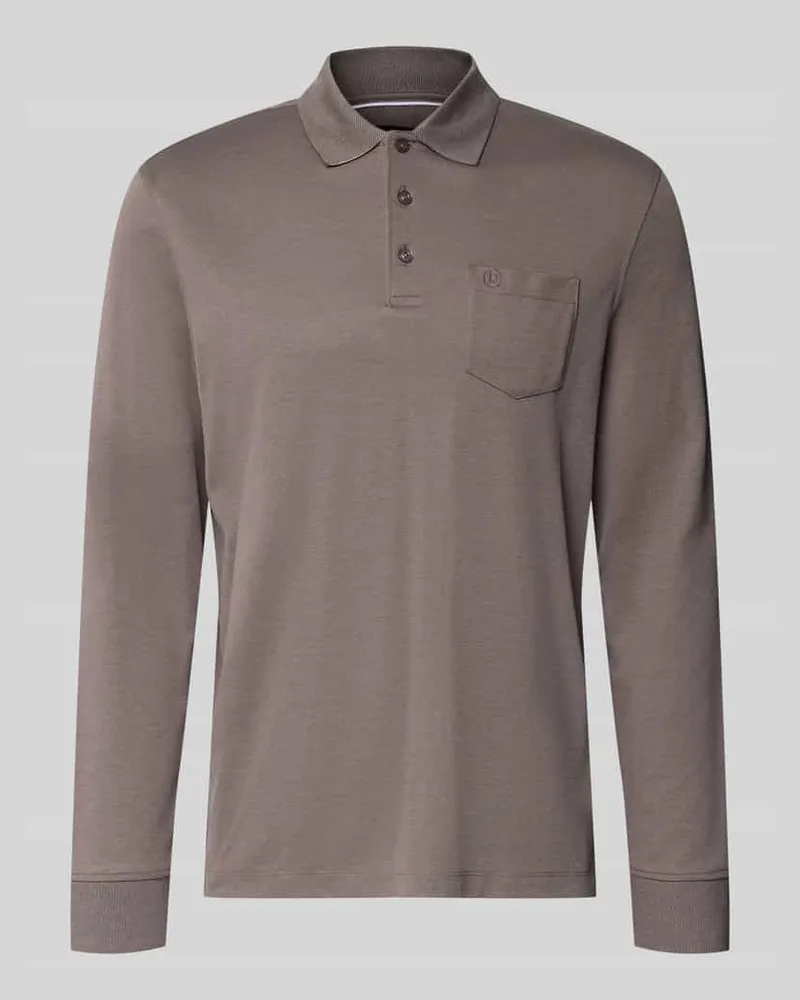 Bugatti Regular Fit Poloshirt aus Baumwoll-Mix mit Brusttasche Mittelgrau
