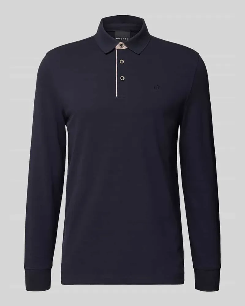 Bugatti Regular Fit Poloshirt mit Kontrastkragen und Label-Stitching Marine