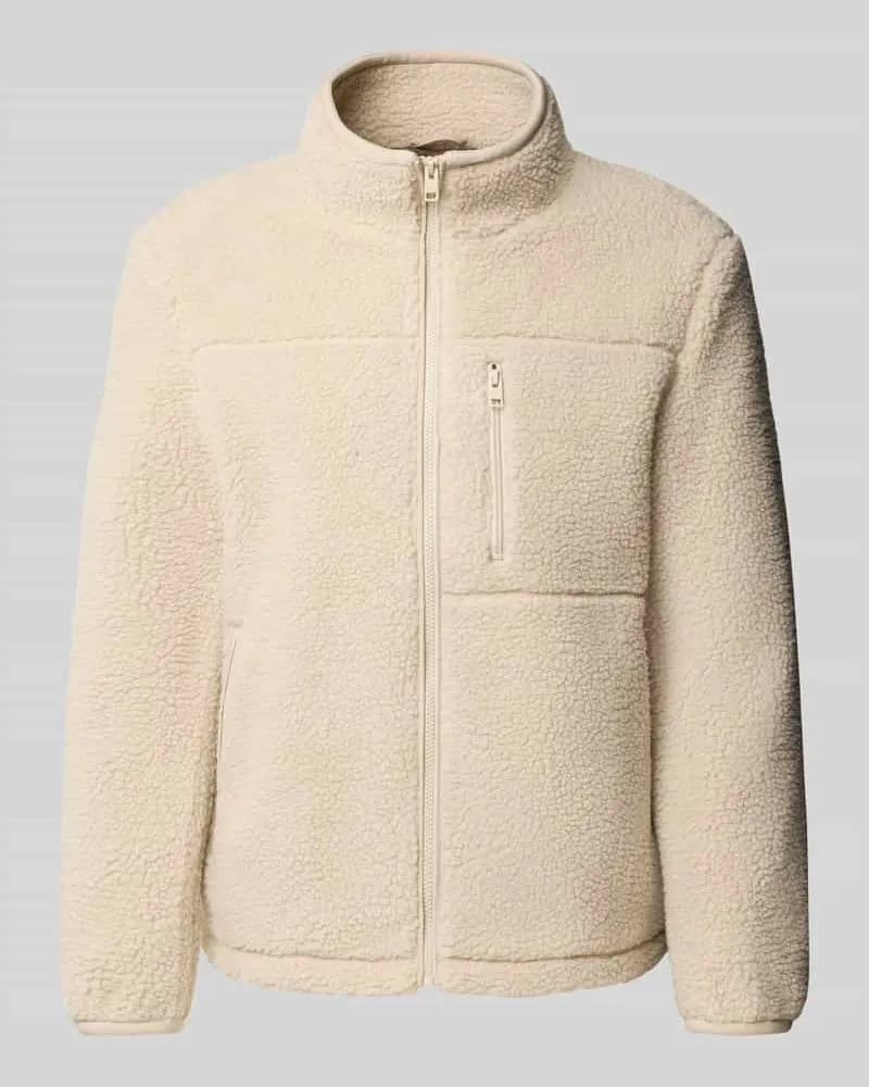 S.Oliver Teddyjacke mit Brustreißverschlusstasche Beige
