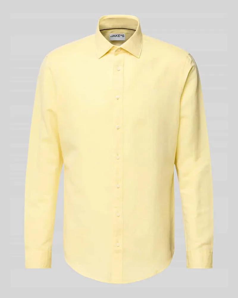 JAKE*S Slim Fit Freizeithemd aus Leinen-Baumwoll-Mix 