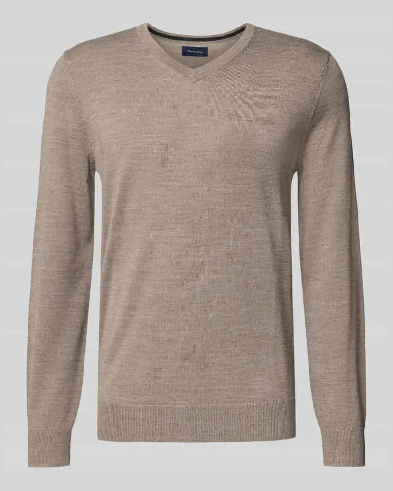 Christian Berg Strickpullover aus Merino-Mix mit V-Ausschnitt 