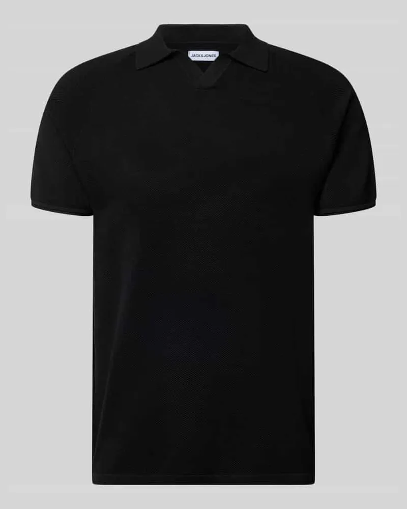 Jack & Jones Regular Fit Poloshirt mit Strukturmuster Modell 'HILL Black