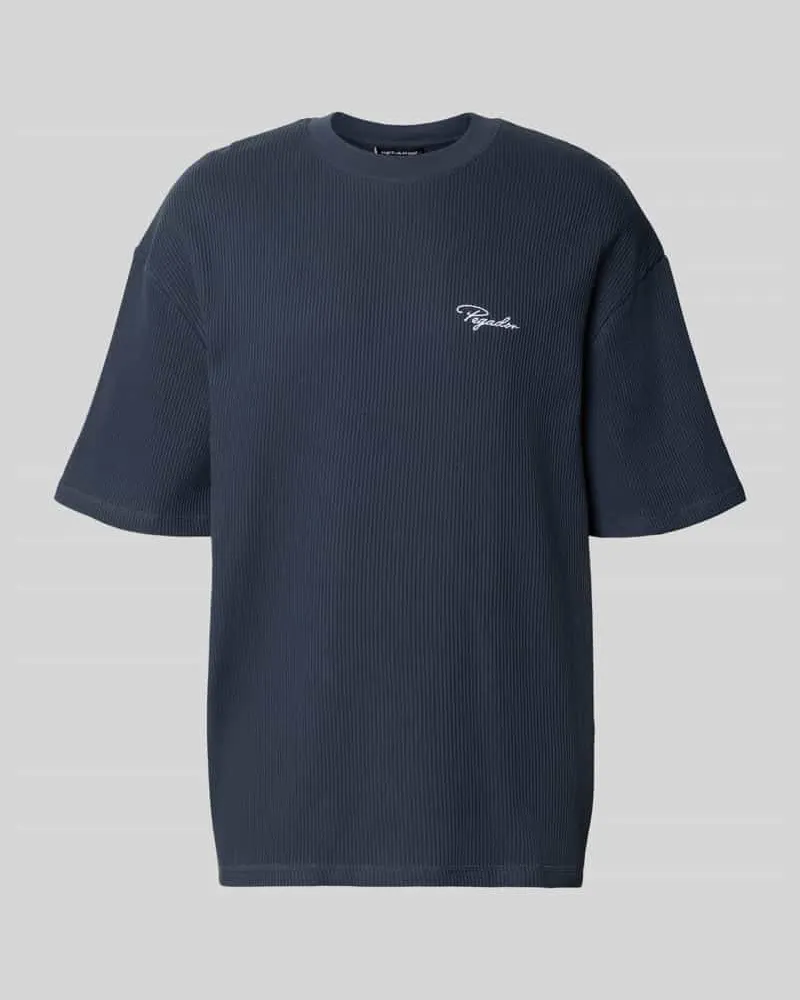 PEGADOR Oversized T-Shirt mit Strukturmuster Dunkelblau