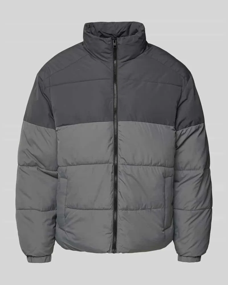 Jack & Jones Steppjacke mit Stehkragen Modell 'MAZE Mittelgrau
