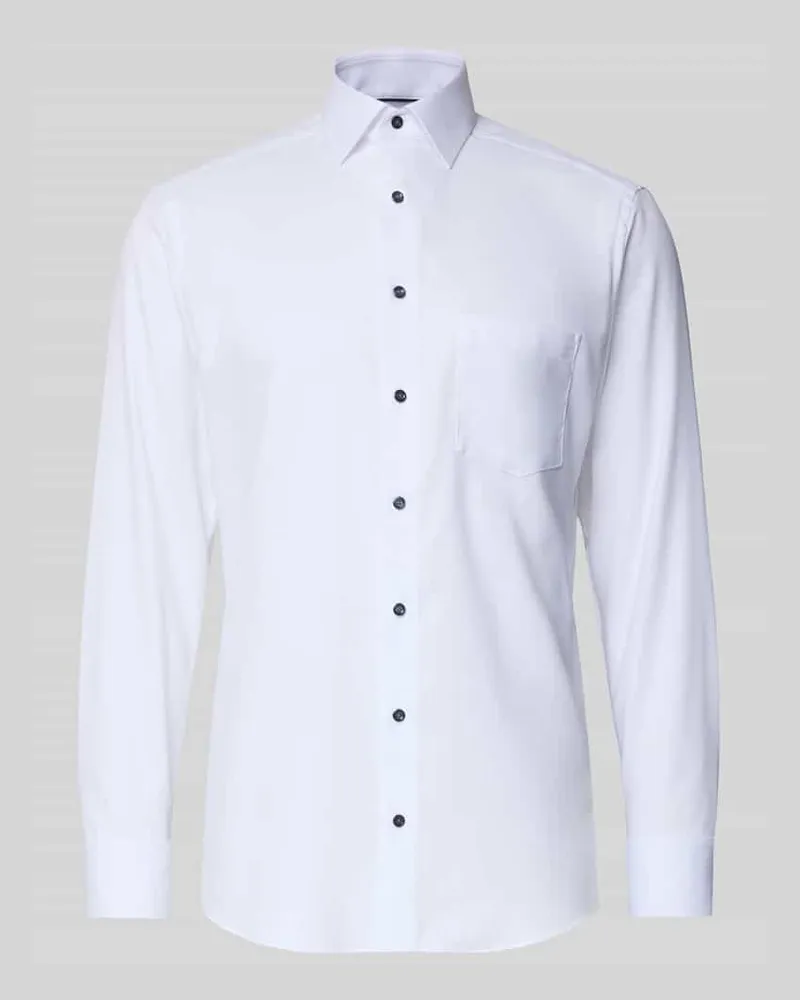 Olymp Regular Fit Businesshemd aus reiner Baumwolle mit Kentkragen Weiss