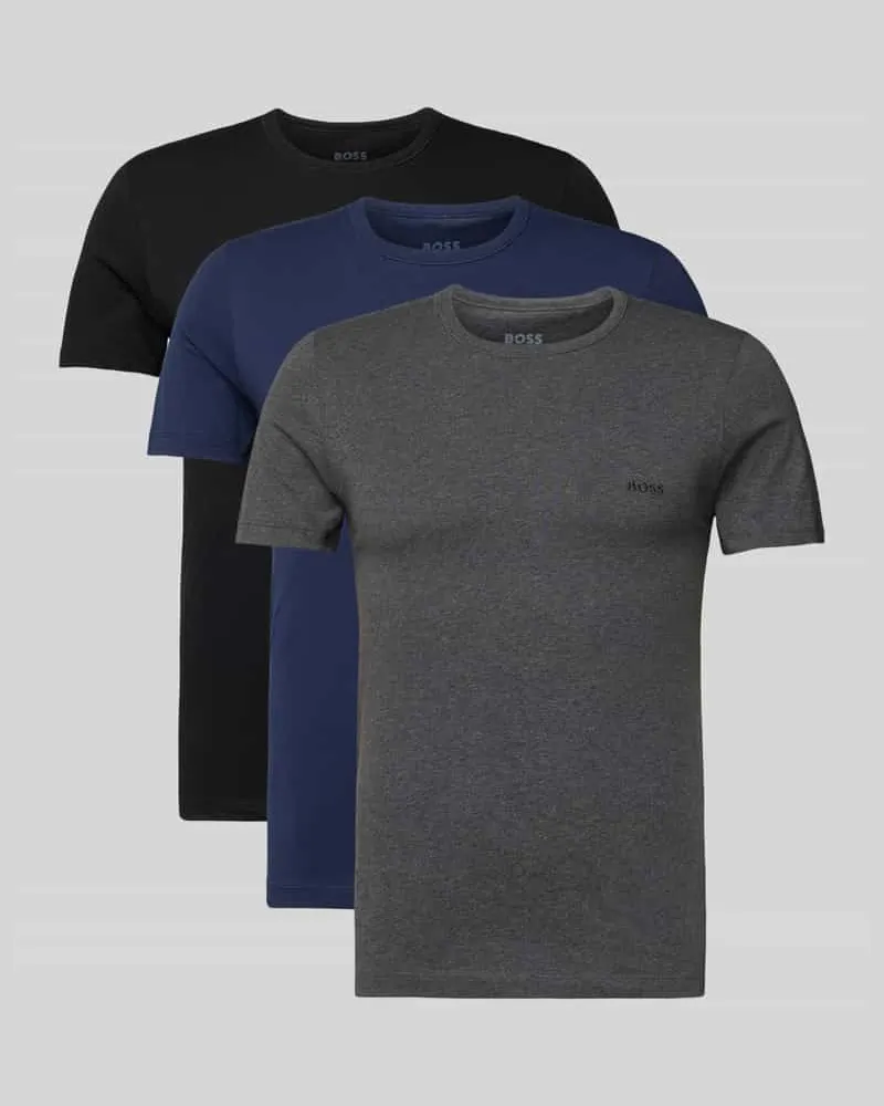 HUGO BOSS Regular Fit T-Shirt aus reiner Baumwolle im 3er-Pack Modell 'CLASSIC Dunkelgrau