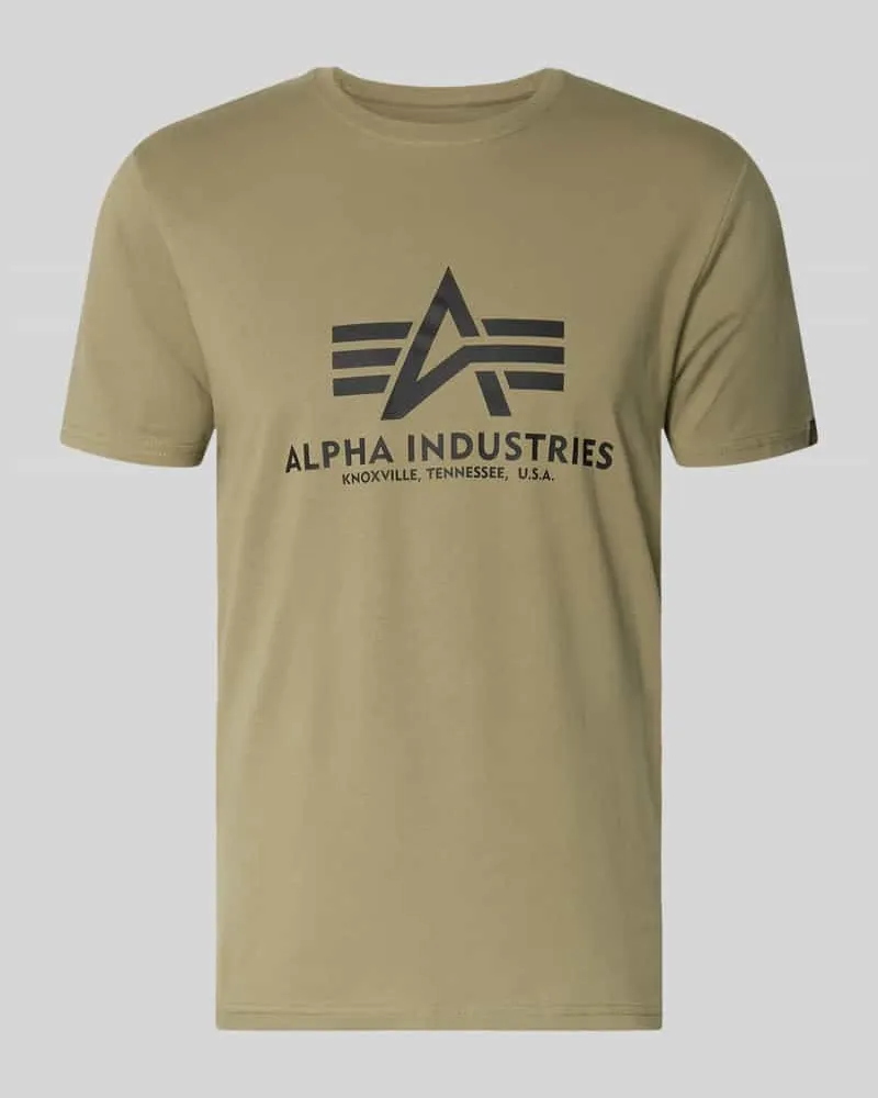 Alpha Industries T-Shirt mit Logo und Rundhalsausschnitt Oliv