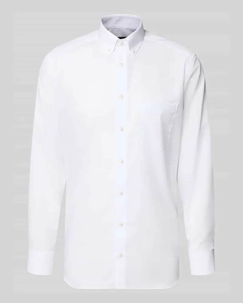 Olymp Modern Fit Business-Hemd aus Baumwolle mit Button-Down-Kragen Weiss