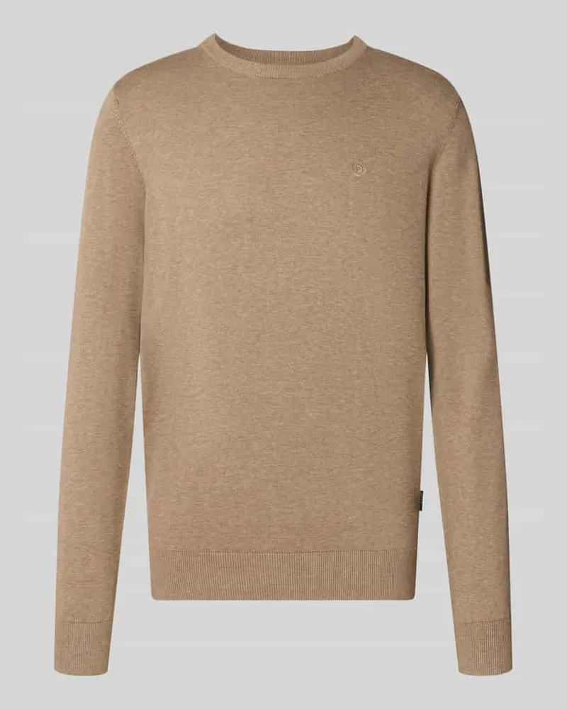 Bugatti Relaxed Fit Strickpullover aus reiner Baumwolle Taupe