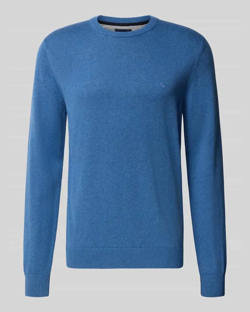 Christian Berg Regular Fit Strickpullover aus Baumwoll-Woll-Mix Jeansblau