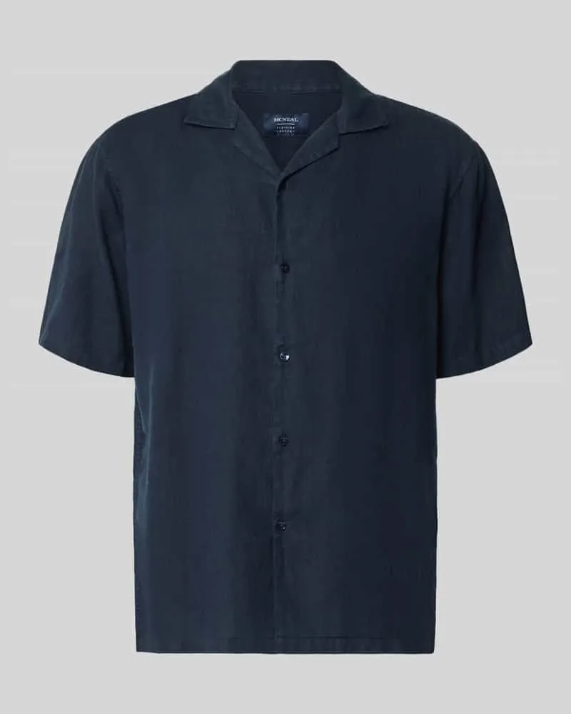 McNeal Regular Fit Leinenhemd mit Reverskragen Dunkelblau