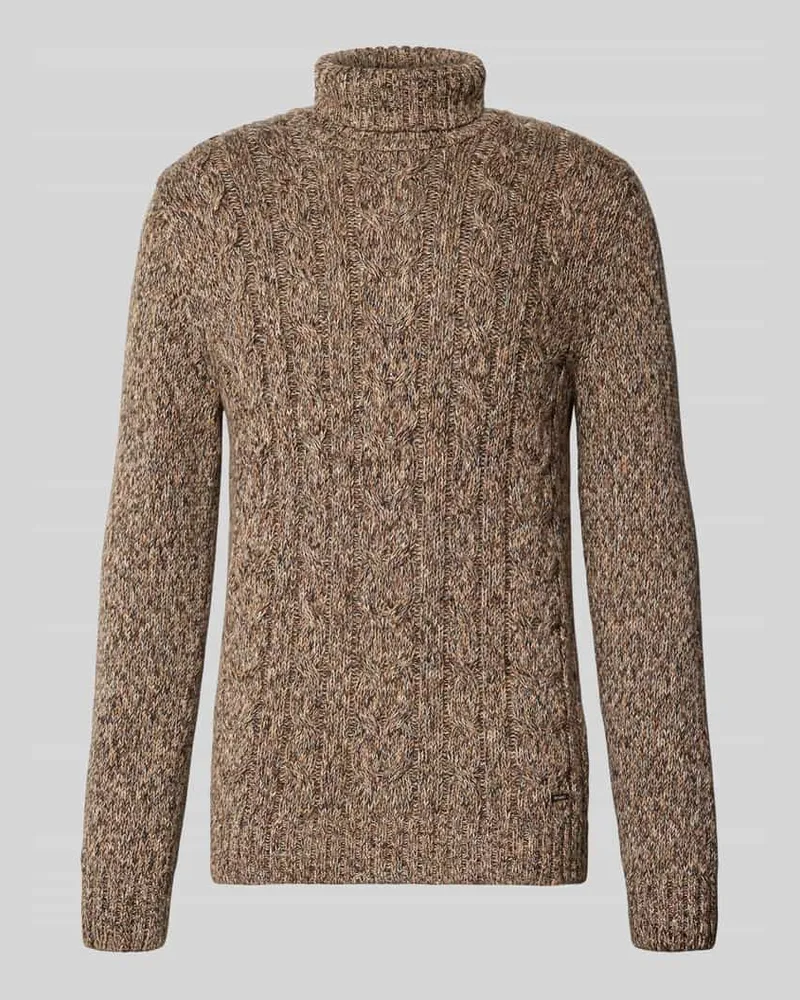 Ragman Strickpullover mit gerippten Abschlüssen Camel
